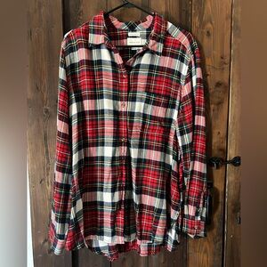 Tunic button up plaid women’s shirt